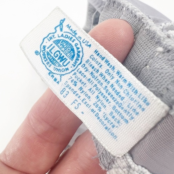 ✅ VINTAGE 1950-1960'S MAIDENFORM GREY LACE BRA WITH ILGWU TAG SIZE 34D EUC - Picture 5 of 6